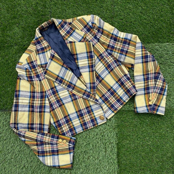 Vintage Yellow Plaid Blazer - Picture 1 of 13
